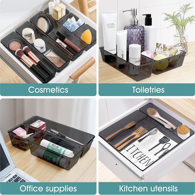 WOWBOX 25 PCS Plastic Drawer Organizer Set, Desk Drawer Divider