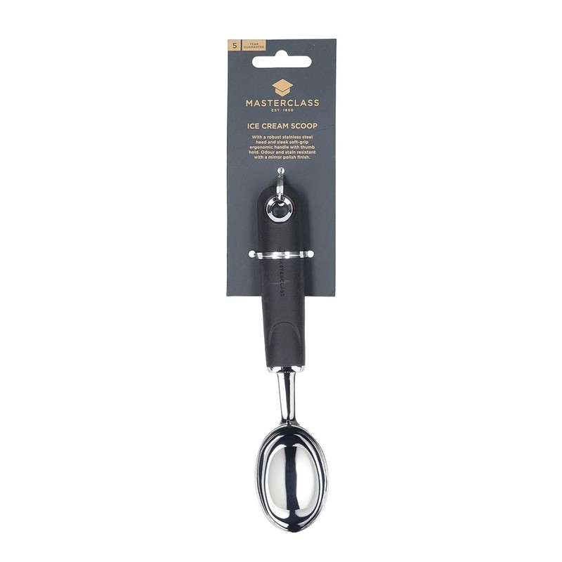 MasterClass Ice Cream Scoop with Soft Grip Handle, Stainless Steel,