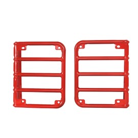 Hooke Road JK Tail Light Cover Rear Taillight Guards in Red for 2007-2018 Jeep Wrangler JK - Pair