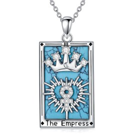 MISTBEE Tarot Card Necklace Sterling Silver The Empress Tarot Cards Pendant Necklace VLucky Talisman Tarot Jewelry Gifts for Women, 18 inch, Sterling Silver, No Gemstone