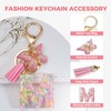 Fmeida Initial Letter Keyring for Women Cute Pink Tassel &