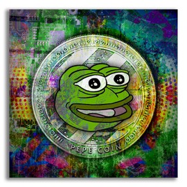 Epic Art 'PEPE Crypto Coin' by Epic Portfolio, Acrylic Glass Wall Art, 12"x12"