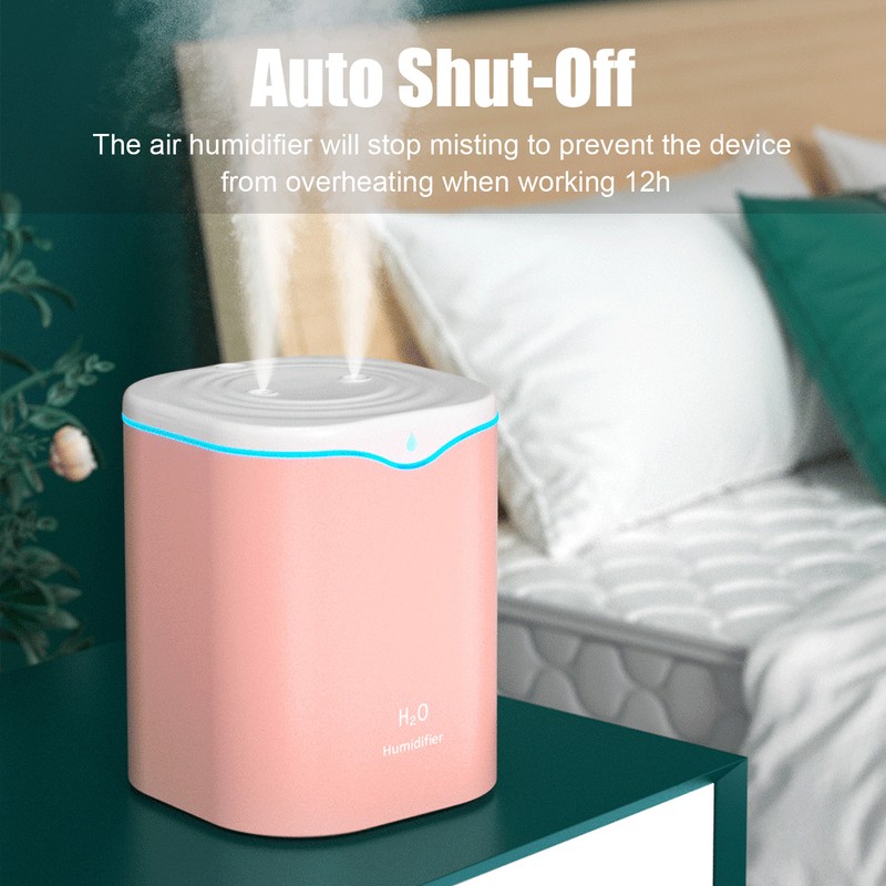 2L Double Spray Humidifiers with LED light Cool Mist Auto