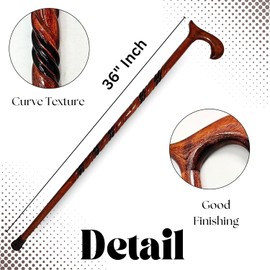Handcrafted Wooden Walking Stick Cane for Men and Women, Foldable, Yellowish