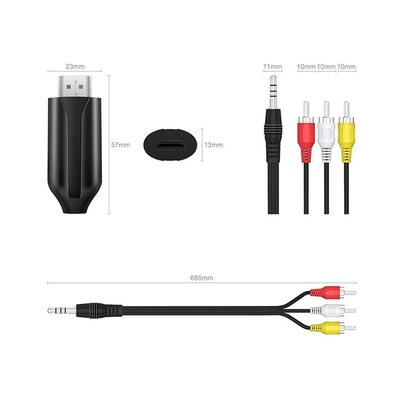 HD Multimedia Interface to RCA Converter Supports 4K 30hz HD