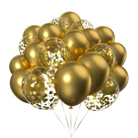 50pcs Gold Metallic Confetti Balloons 12 inch Helium Chrome Balloons for Parties Decoration