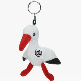 Stork Key Ring Bird Rattling Stork Plush Cuddly Toy Pendant ADEBAR - Cuddly Toys *biz