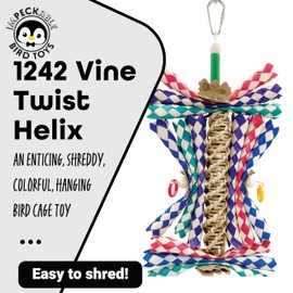 1242 Vine Twist Helix Bird Toy Foraging and Shredding Toy for Parakeets, Cockatiels, Conures, and Quakers Small Bird Toy with Finger Traps and Natural Materials Parakeets Finger Trap Bird Enrichment