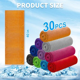 LUYI 30 Pack 40"x12" Cooling Towels for Neck and Face, Microfiber Soft Breathable Cooling Towel Bulk for Hot Weather, Gym, Sports, Yoga, Workout, Running, Golf, Camping, Hiking