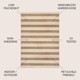 JONATHAN Y SMB112A-4 Aveiro Wide Stripe Indoor Outdoor Area Rug, Bohemian, Coastal, Mediterranean Easy Cleaning,Bedroom,Kitchen,Backyard,Patio,Non Shedding, Beige/Brown, 4 X 6