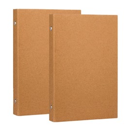 CAASFOOY 2 Pcs A5 Kraft Folder, A5 Kraft Paper Binding Tray, A5 Ring Binder Refillable A5 Ring Binder 6 Rings for Adding Brochure Cover Scrapbooking Papers Loose Sheets