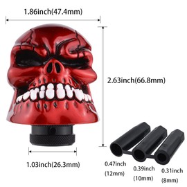 Padaodao Skull Shift Knob Big Teeth Gear Stick Shifter Car Grip Handle for Most Manual Automatic Vehicles, Red