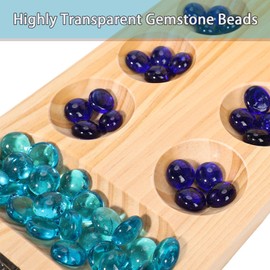 Wooden Mancala Board Game Set,Larger Size Mancale Instructions, Portable Travel Board Game for Kids and Adults