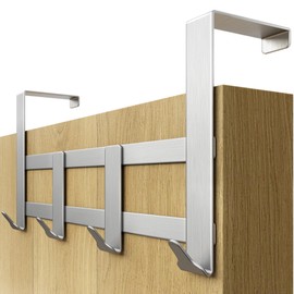 Menz Premium Percha para Puerta: Barra de Acero Inoxidable, Perchero Puerta con Almohadillas Antideslizantes y de Fieltro, Colgador Robusto y Duradero Door Hook Rail Stainless Steel 36 mm ES