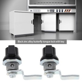 eMagTech Set of 2 quarter turn locks made of zinc alloy with key cut-out 22 mm x 20 mm for control cabinet, meter cabinet, small distributor, cylinder lock, toggle switch, black