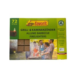 Favorit Anzünder für Grill, Kamin; Echtholz und Wachs, besonders brennstark, Brenndauer ca. 8-10 Minuten; 72 Stück - 1828