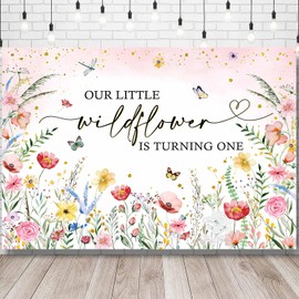 Sensfun Wildflower Baby Shower Backdrop A Little Wildflower is On The Way Baby Shower Decorations Girls Floral Baby in Bloom Baby Shower Banner Party Photography Background Photo Booth 5x3ft