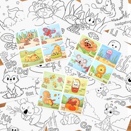 8x10 Inches Animal Alphabet Theme Coloring Pages for Kids, Small ABC Learning Coloring Sheets Bulk Toddler Party Favors (26 Sheets)