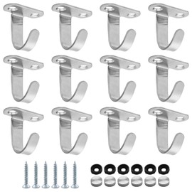 Auvotuis 12Pcs Screw Mount Ceiling Hooks Stainless Steel Under-Shelf Towel Hook Heavy Duty Coat Hook Hanger for Kitchen, Cupboard, Cabinet, Bathroom (Brushed Nickel)
