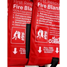 Mart Cobra 2 PACK FIRE BLANKET Fiberglass Cobra Emergency Home Retardant Prepared 40''x40''