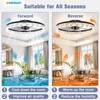 VOLISUN Low Profile Ceiling Fans with Lights and Remote, 23.6in