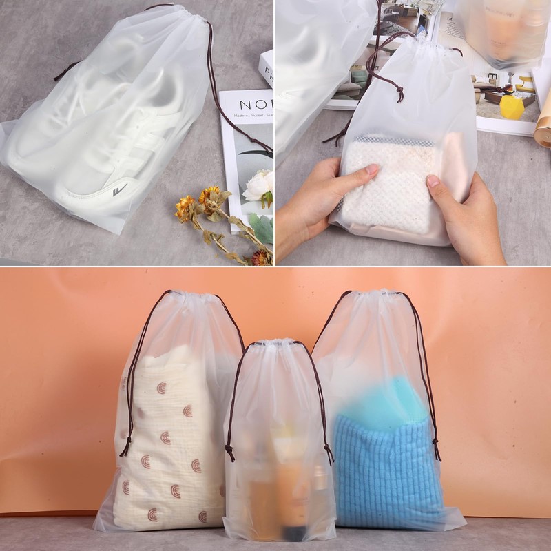Drawstring Shoe Bag, White, shoe bag