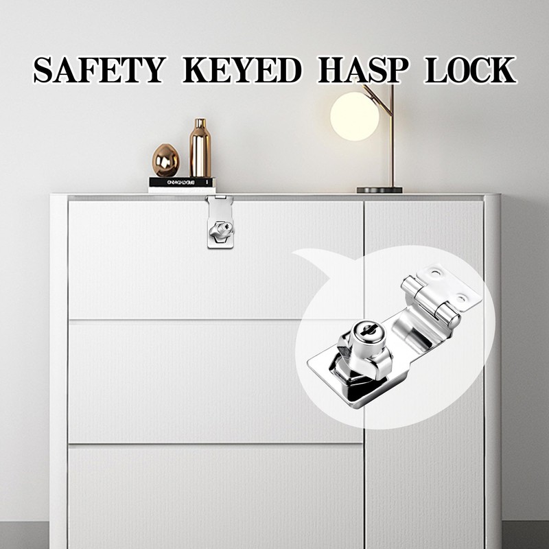 1PCS Keyed Hasp Lock Hasp and Staple 90 Degrees Padlock