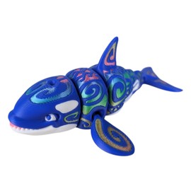 Articulated Tattooed Orca Figurine – 3D Printed Desk Decor for Teens and Adults – Unique Ocean-Themed Collectible – 3D Printed in Canada
