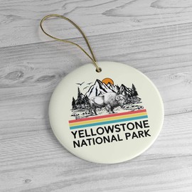 Vintage Yellowstone National Park Ornament (Circle)