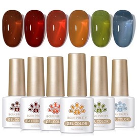 Born Pretty UV Nagellack Jelly - Braun Rot Orange Gr√ºn Blau Gel Nagellack Herbst Winter Transparent UV Lack Manik√ºre und Nagelkunst DIY zu Hause