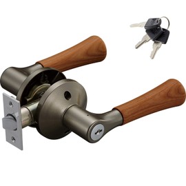 Pine Six Lever Lock ekure Unisex Replacement Barrier-Free Lever Lock with Key, Lock el5060 – 35mw v-umb Amber + Medium Brown Wood Lever