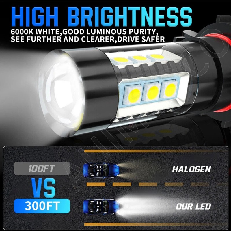 AUIMSOCO For Jeep Gladiator 2020-2023 4X White LED Headlights Hi/Lo