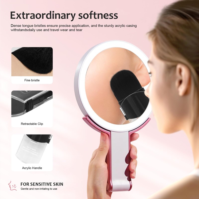 Retractable Makeup Brush 2 Pack with Cover, Ultra-Soft Synthetic Bristles