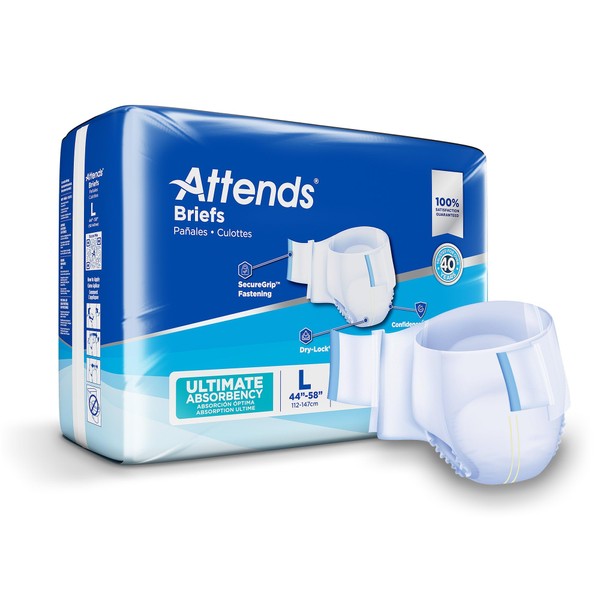 Attends Advanced Adult Incontinence Brief L Heavy Absorbency Contoured, DDC30, Severe, 24 Ct