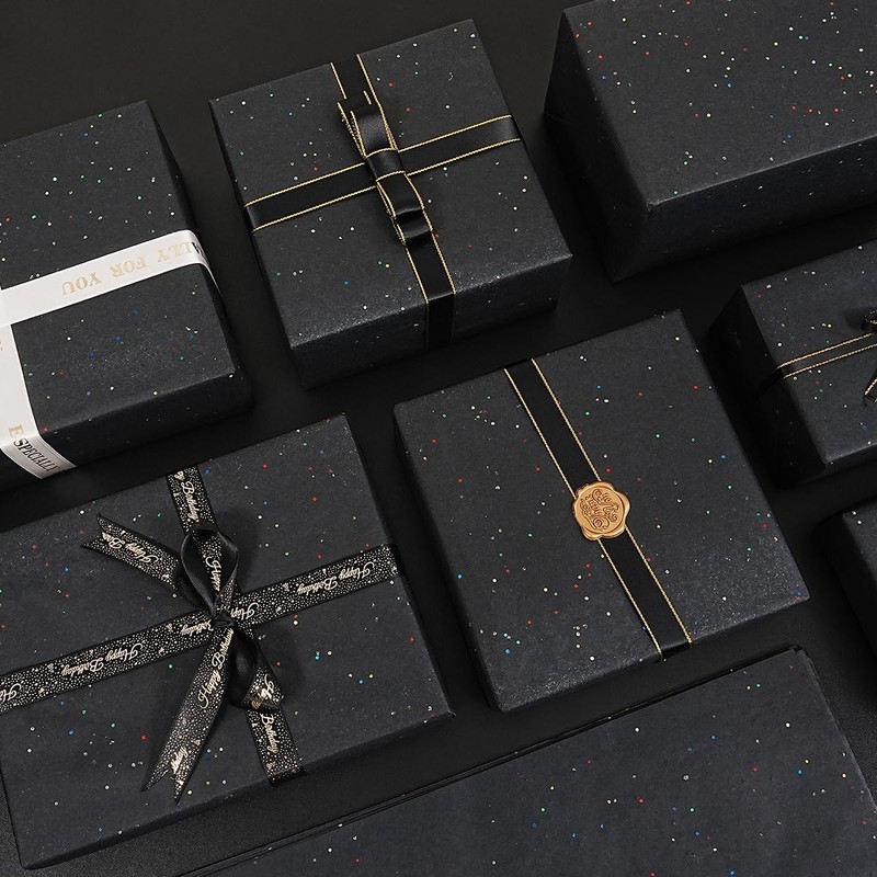 Black Glitter Tissue Paper for Gift Bags, 60 Sheets 14