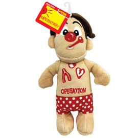 Hasbro Operation Cavity Sam Plush Dog Toy, 10-Inch Squeaker and Crinkle Interactive Toy, Tan/Red