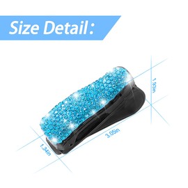 Moly Magnolia Bling Car Glasses Holder, 2PCS Handcrafted Crystal Rhinestones Fashion Car Sunglasses Mount with Card Clip for All Sun Visors, Auto Interior Accessories for Women Girl