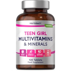 Multivitamins and Minerals for Teen Girls | 120 Tablets | 15 Essential Nutrients for Everyday Health & Wellness | by Horbaach