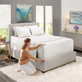 Nestl Extra Deep Pocket Sheets – White Deep Pocket Cal King Size Sheet – Hotel Deep Bed Sheets - Deep California King Fitted Sheet Set Super Deep Sheets fits 18 Inch to 24 Inches Mattress 6 PC 6 Piece
