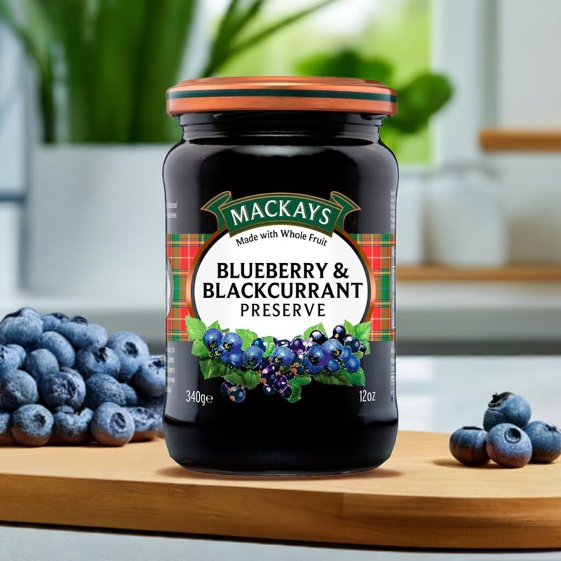MACKAYS Blueberry & Black Currant Preserve, 12 Ounce