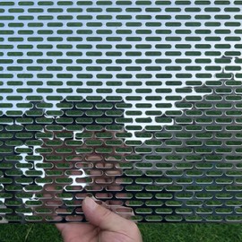 FengYoo 16"x12" Perforated Metal Sheets 19Gauge Expanded Metal Mesh Opening Oblong Holes 0.2x0.8inch (About 5x20mm) Perforated 304 Stainless Steel Mesh Screen Panel Decorative Panel Decorati Plate