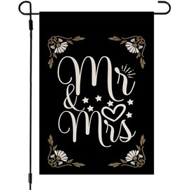 YmeerGifts Mr. & Mrs. Wedding Burlap Garden Flag Wedding Day Celebration - Double Sided Flag - Decoration Flag - Garden Flag - Outdoor Decor Flag, 12”x18”