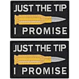 Patch Force Just The Tip I Promise Bullet Embroidered Patch - 2pc Bundle 3 x 2 Inch Hook Fastener X011