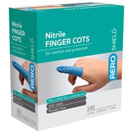 AeroShield Nitrile Finger Cots, Small, Box of 100