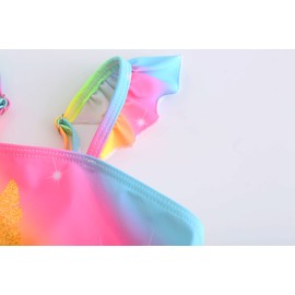 RuuYiicoco Little Girls Two Pieces Bikinis Unicorn Swimsuit Mermaid Tankini Bathing Suit (Rainbow Unicorn, 5 Years)