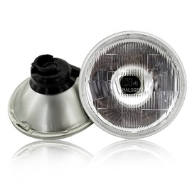 SCSK8 12V MAX House of Semi Sealed Beam Light | H4, 5'' Round, Metal Back (Pair) | LED Headlight Case Replacement/Front Light Housing | Universal Fit | Classic Look Preservation