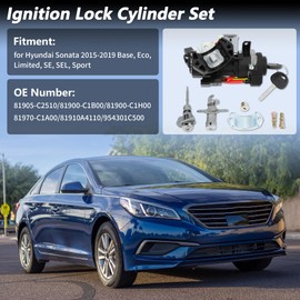 Partuto No.81905-C2510 Ignition Lock Cylinder Assembly for Hyundai Sonata 2015-2019 Front LH Door Lock Trunk Lock Glove Box Lock Ignition Switch Housing with 2 Keys No.81900-C1B00 1 Set