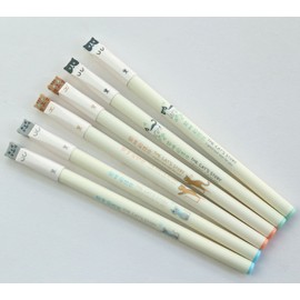 GANSSIA GANSSIA Colorful Cats Design 0.38mm Gel Pens Black Ink Pen Pack of 6 PCS