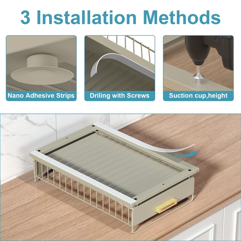 HOMEBOSILY Under Sink Organizer, 2 Pack Pull Out Kitchen Cabinet