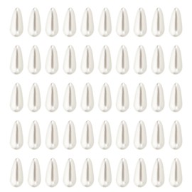 PATIKIL 14x10mm Pearl Charm, 100Pcs Pearl Beads Teardrop Faux Pearl Pendant Charm Bulk Imitation for Jewelry Making Bracelets Earrings Necklace Wedding Decorations Dress, White